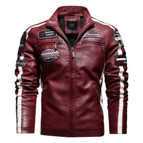 Men's Motorcycle Leather Street Motorcycle Racing Suit (Option: Red-3XL)