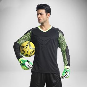 Football Goalkeeper Clothing Suit Thickened Goalkeeper Clothing Goalkeeper Shorts Football Uniform Jersey Gantry Shirt Short Sleeve Long Sleeve (Option: Black-4XL)