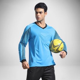 Football Goalkeeper Clothing Suit Thickened Goalkeeper Clothing Goalkeeper Shorts Football Uniform Jersey Gantry Shirt Short Sleeve Long Sleeve (Option: Blue-4XL)