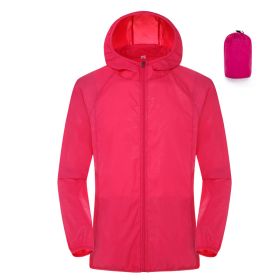 Summer Outdoor Sun Protection Clothing Women'S Lightweight Waterproof Windbreaker (Option: Rose Red-2XL)