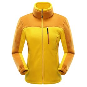 Cross-border Sources Of New Polar Fleece Warm Fleece Couple Cardigan Contrast (Option: Yellow female-2XL)